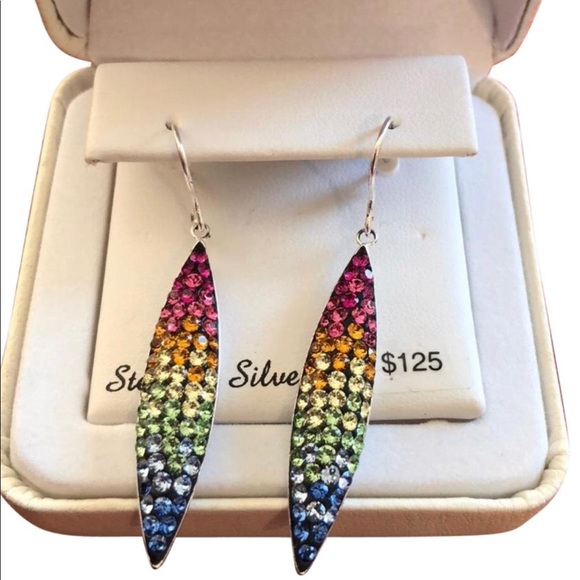 HUE Jewelry - STERLING SILVER RAINBOW CRYSTAL STATEMENT EARRINGS